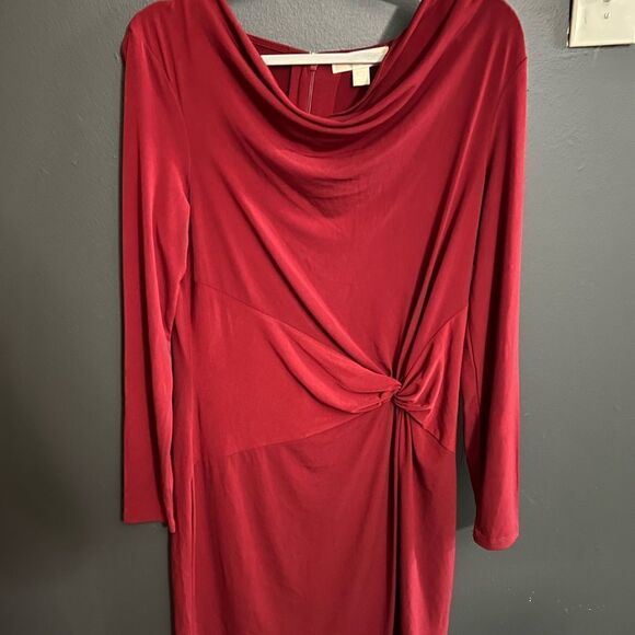 Michael Kors Scrunch Side Long Sleeve Scoop Front Dress Size M - Picture 1 of 8